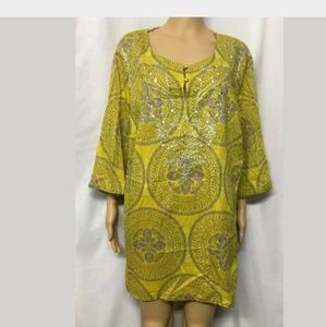 Women's INC Tee Top size 20 W crew neck mustard